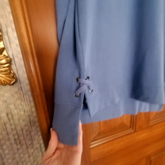 Cable and Gauge Slate Blue Casual Women's L/S with Lacing sz M - Picture 4 of 5